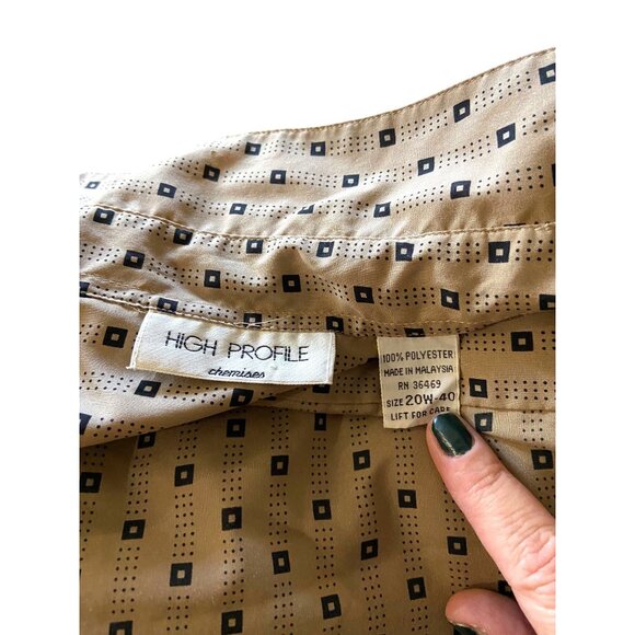 High Profile Button Down Blouse Beige Size 20W Vintage - Picture 3 of 13
